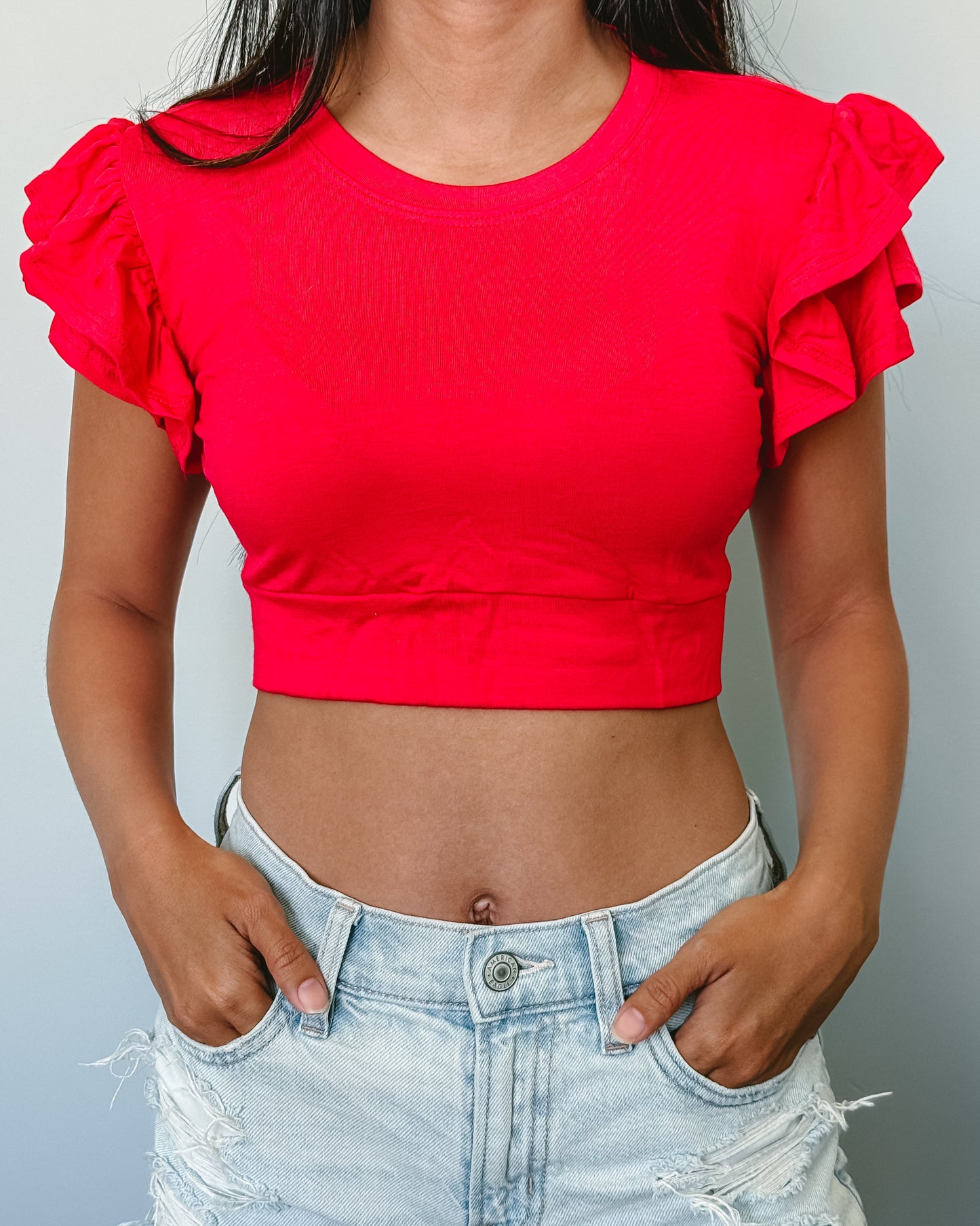 Ruffle Sleeve Halftee